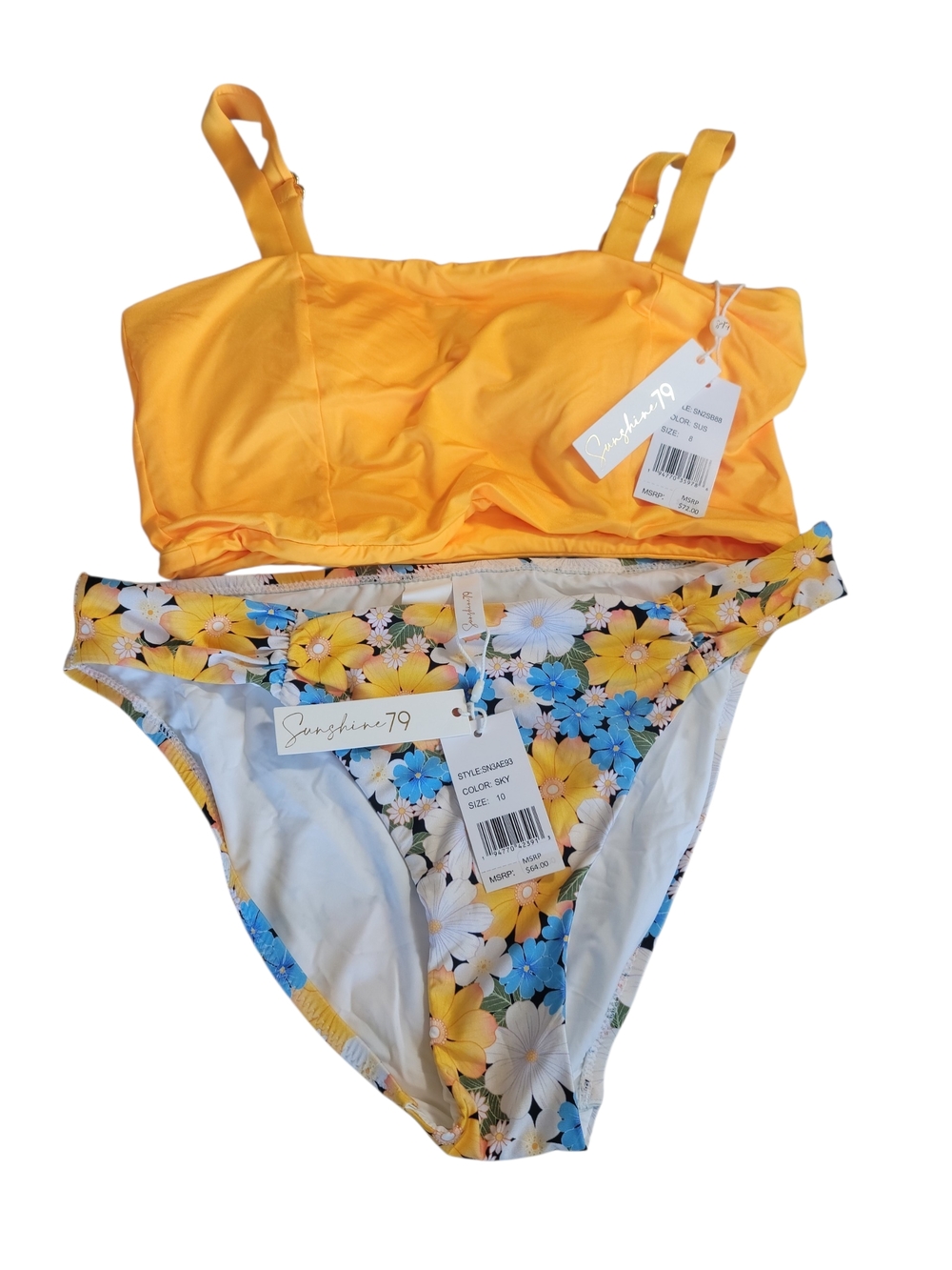 Sunshine 79 Yellow Floral Two-Piece Bikini Set